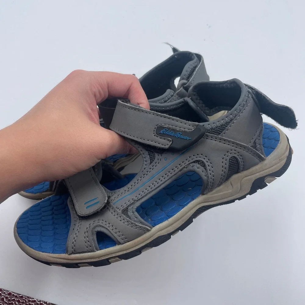 Eddie Bauer Rocky Kids Sport Sandals Grey Blue Hook and Loop - Size 2‎